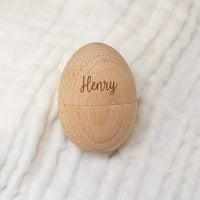 Personalized Engraved Wooden Eggshell Pearl Box, Hollow Easter Egg Design