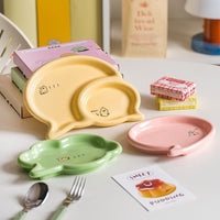 Cartoon Duck Ceramic Divided Plate for Snacks and Fruits
