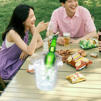 Acrylic Ice Bucket with Tongs, Thick Transparent Plastic Champagne Beer Cooler for Bar Parties
