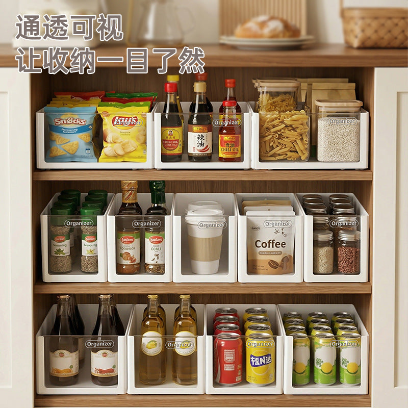 Japanese-Style Stackable Clear Storage Box with Lid for Kitchen Organization