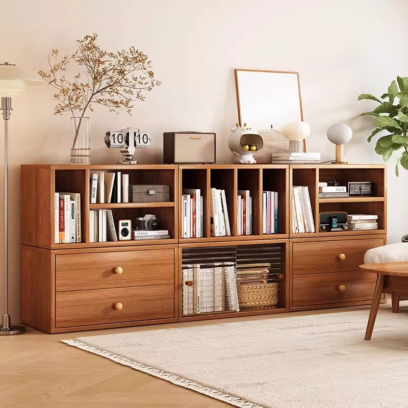 Modular DIY Bookshelf Storage Cabinet with Adjustable Shelves and Doors
