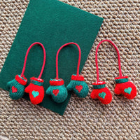 Dollhouse Miniature Christmas Knitted Heart Gloves Doll Ornament