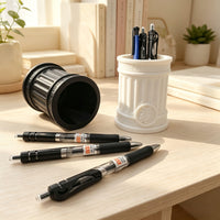 European Retro Greek Mythology Roman Column Owl Relief Pen Holder Desk Organizer