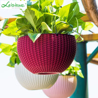 Self-Watering Hanging Planter Basket for Succulents & Greenery - Large Capacity Plastic Pot with Water Level Indicator