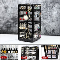 Rotating 5-Tier Jewelry Organizer with Ring Box and Dust Cover for Earrings, Necklaces, and Rings