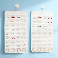 Wall-Mounted Jewelry Organizer with Transparent Pockets for Earrings and Necklaces