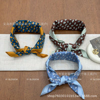 Cotton Floral Thin Square Scarf for Spring/Summer, Travel Headscarf, Decorative Neck Scarf