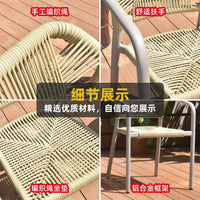 Handwoven Rattan Patio Bistro Set with Coffee Table and Chairs, Modern Minimalist Design