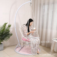 Indoor Woven Macrame Hammock Chair with Tassels for Balcony & Patio