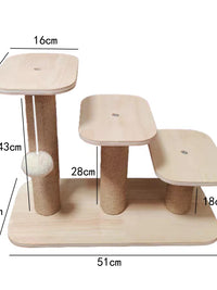 Solid Wood Cat Climbing Ladder for Old Cats and Small Dogs, Multi-level Cat Tree Steps and Jumping Platform