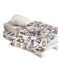 Flannel Cat Lover Blanket for Girls, Living Room Bedroom Sofa Throw