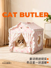 Pet Tent Bed for Cats and Small Dogs, All-Season Washable Enclosed Cat Dog House