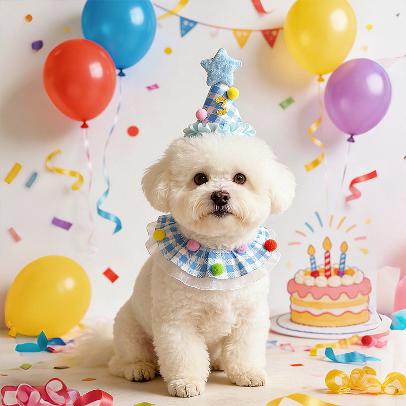 Pet Birthday Hat and Bandana Set for Dogs and Cats
