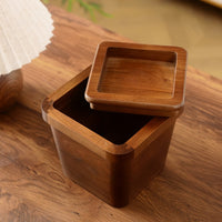 Walnut Wood Mini Desktop Trash Can with Lid or Lidless Option