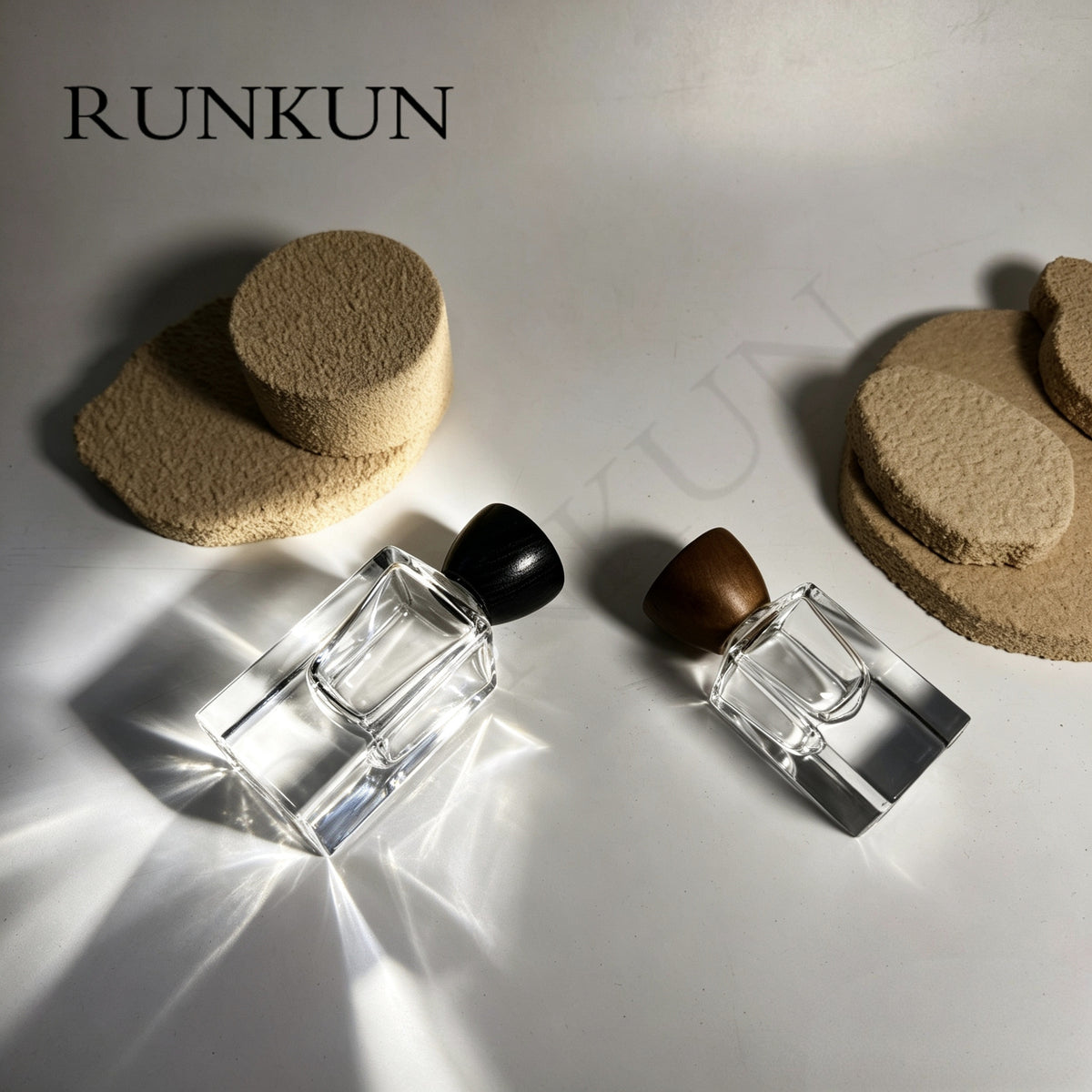 100ml Luxury Thick-Bottom Glass Perfume Spray Bottle with Wooden Cap