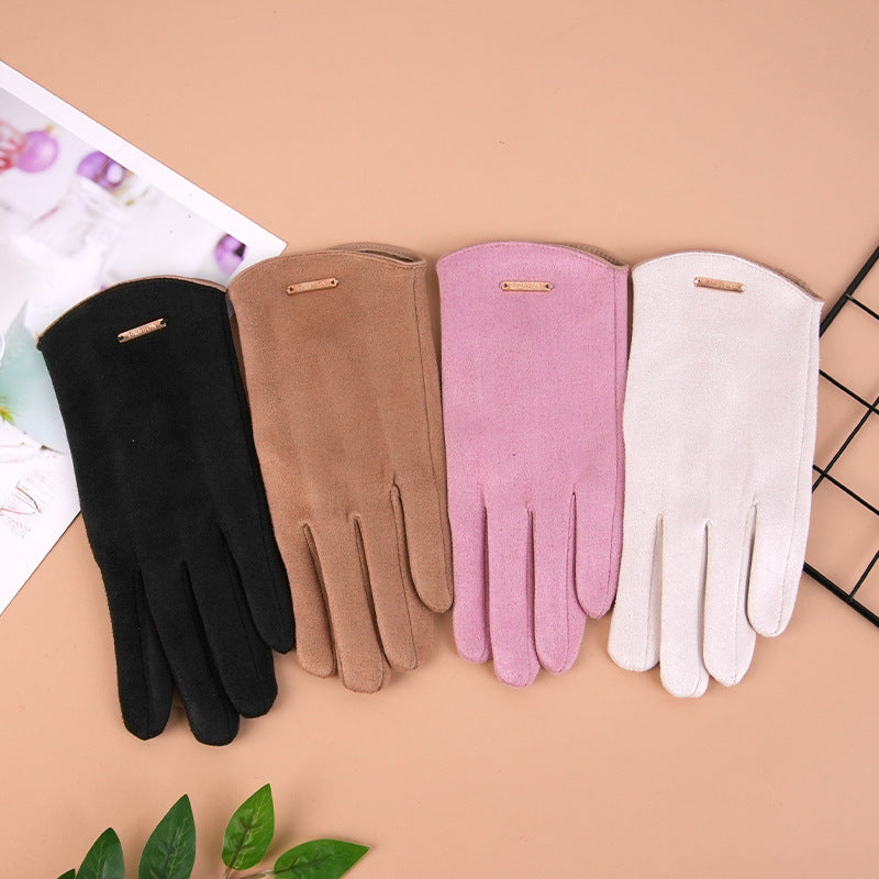 Women's Thermal Velvet Winter Gloves with Touchscreen Fingertips for Driving Cycling
