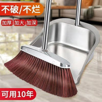 Household Large Capacity Stainless Steel Dustpan and Broom Set for Heavy Duty Cleaning