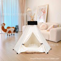 Wooden Pet Teepee Bed for Cats and Small Dogs, Foldable Indoor Pet Tent House