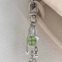 Lucky Four-Leaf Clover Beaded Keychain for Bags and Phones