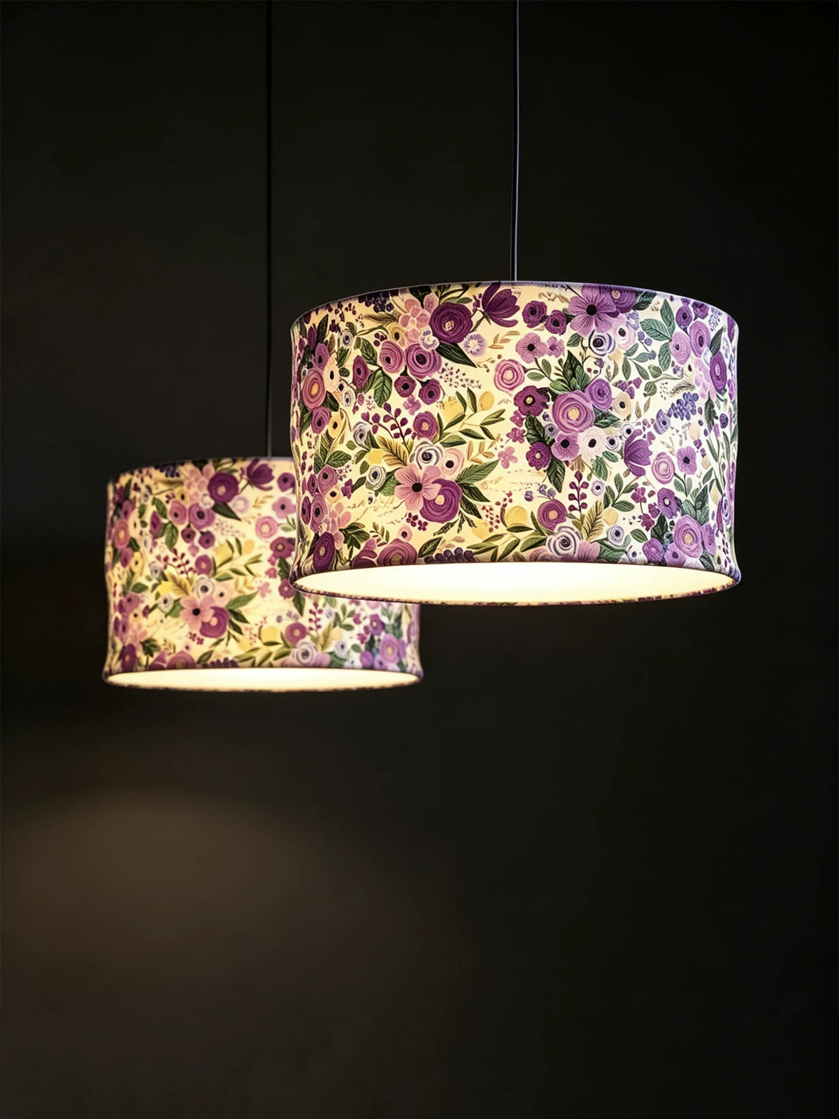Vintage Floral Fabric Lampshade Pendant Light for Bedroom Study