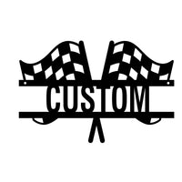 1pc Black Metal Hollow Racing Flag Decorative Ornament Ground Plug Signboard Fashion Custom Decoration