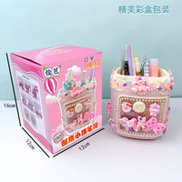DIY Cartoon Pen Holder Craft Kit for Kids, Creative Desktop Storage Box for Girls