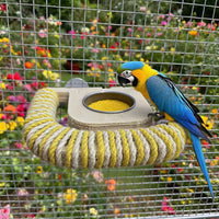 Parrot Stainless Steel Perch with Food Bowl and Grinding Stand for Cage