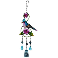 Outdoor Bird Wind Chime Iron Art Craft Glass Painted Garden Yard Decoration Hanging Ornament