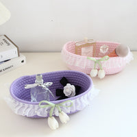 Hand-Woven Cotton Rope Storage Basket for Desktop Organization