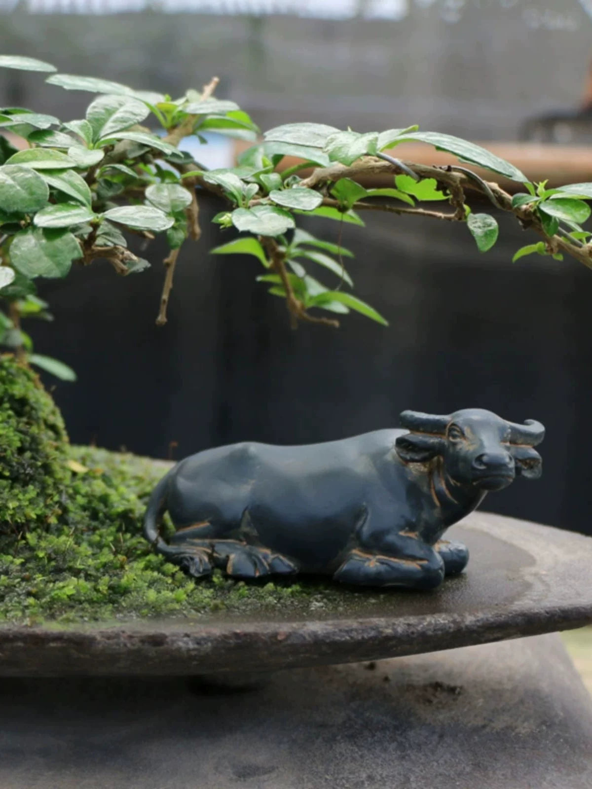 Miniature Resin Buffalo Figurine for Micro Landscape and Garden Decor