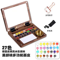 Black Walnut Foldable Wooden Palette for Outdoor Sketching Oil Watercolor Painting