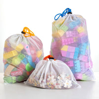 Mesh Drawstring Storage Bags for Travel, Toys, Clothes, and Small Items - Transparent & Waterproof