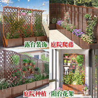 Outdoor Privacy Screen Planter Box with Trellis for Climbing Plants, Wooden Garden Divider Fence
