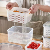 Japanese-Style Multi-functional Sealed Drain Fresh-keeping Box for Refrigerator and Microwave