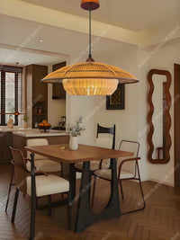 Chinese Style Wood Pendant Light for Dining Room and Teahouse
