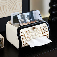 Vintage-Style Desktop Tissue Box, Luxury Home Multi-Function Large-Capacity Napkin Storage Box for Bedroom and Living Room