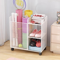 Multi-functional Yoga Mat & Fitness Equipment Storage Rack with Wheels