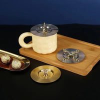 Stainless Steel Mug Lid with Decorative Crown or Animal Handle, Universal Dustproof Round Ceramic Cup Cover