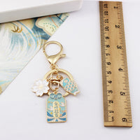 Japanese Cherry Blossom Koi Lucky Charm Keychain for Couples