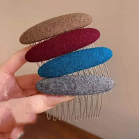 Vintage Wool Felt Hair Comb Clip for Women, Anti-slip Hairpin for Bangs and Side Hair Styling
