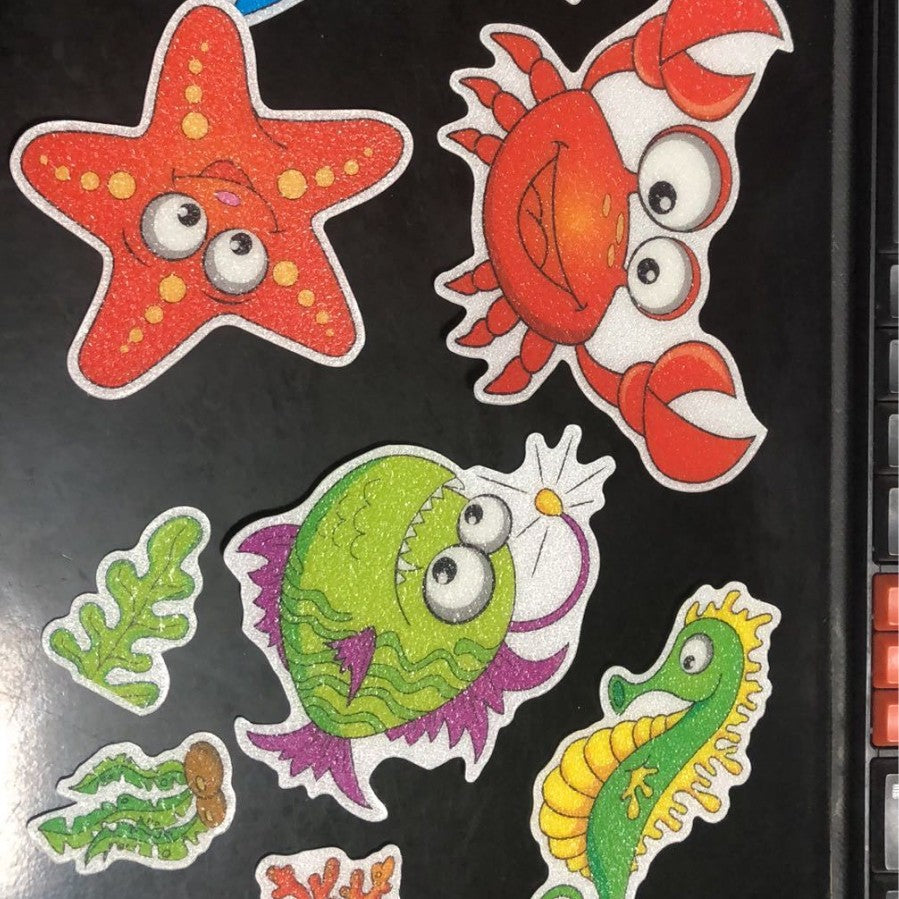 Cartoon PEVA Anti-Slip Bath Stickers for Shower and Tub - Marine Life Theme