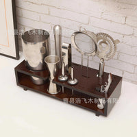 Wooden Cocktail Shaker Stand Bar Tool Holder