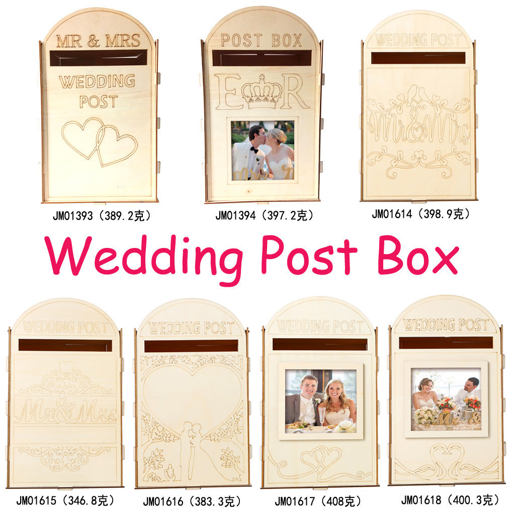 DIY Wooden Royal Wedding Card Box Mr. & Mrs. Mailbox for Reception & Sign-in