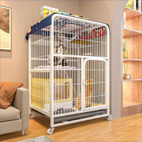 Large Indoor Cat Cage with Litter Box, Multi-Tier Cat Villa with Free Space