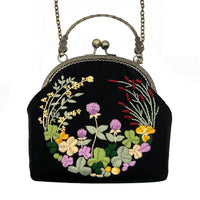 DIY Embroidery Kit for Coin Purse - Floral Design with Chain Strap