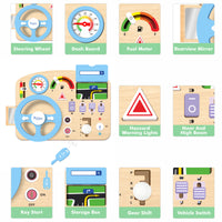 Montessori Multifunctional Busy Board for Toddlers with Music, Steering Wheel, and Lock Activities
