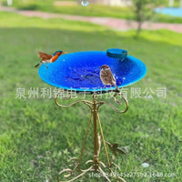 Vintage Iron Bird Feeder & Bath for Garden Decoration