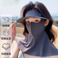 UV Protection Sun Visor Face Mask with Ice Silk Fabric and Brim for Summer Outdoor Activities