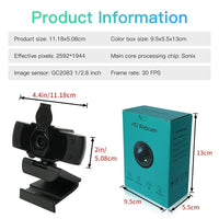 1080P Fixed-Focus HD USB Webcam with Microphone for PC