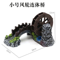 Aquarium Water Wheel Aerator Ornament with Oxygen Pump for Fish Tank Landscaping